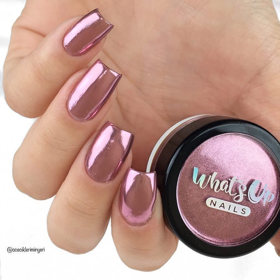 Rose Chrome Powder by Whats Up Nails - rose chrome nails
